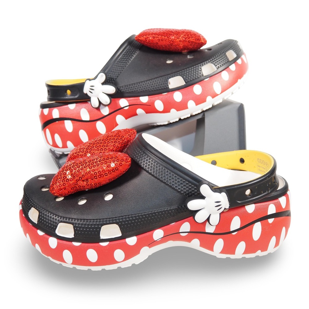 CROCS Classic Platform Clogs Minnie Mouse 209896 Women's 10 Disney Red Black